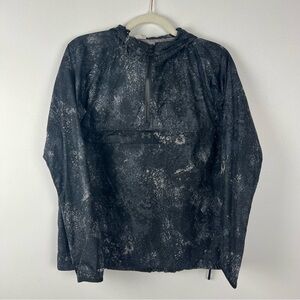 Under Armour Loose Fit Rain Jacket Half Zip Hood Black Gray Size XS